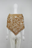 Paisley Knit Triangle Scarf Winter Head Wrap: Mocha