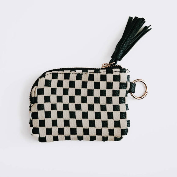 Paris Pebbled Wallet: Checkered Black