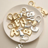 Bubble Letter Initial Keychain – Silver