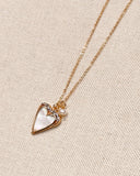 Mother of Pearl Rhinestone Heart Outline Necklace