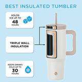 Grosche - ASPEN Insulated Tumbler with Handle and Straw, 40oz - Peach Rose Pink