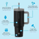 Grosche - ASPEN Insulated Tumbler with Handle and Straw, 40oz - Peach Rose Pink