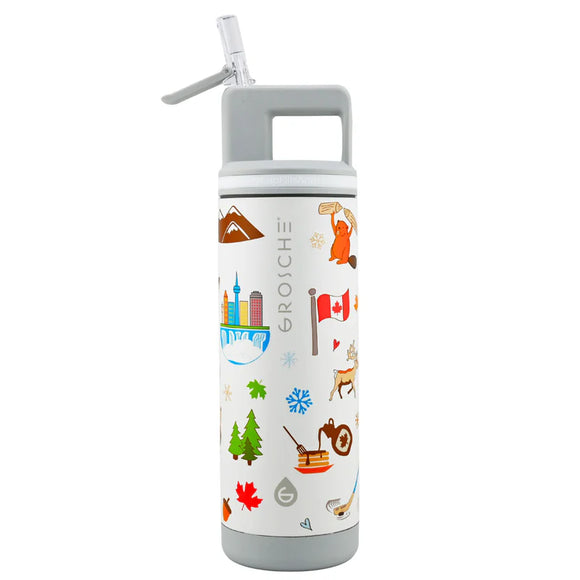 Grosche - ALPINE Flip 'N Sip Insulated Water Bottle With Straw, 20oz - Canadiana
