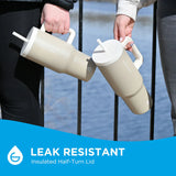 Grosche - ASPEN Insulated Tumbler with Handle and Straw, 32oz - Cream White