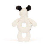 Jellycat - Bashful Rufferty Black & Cream Puppy Ring Rattle