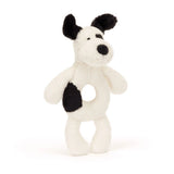 Jellycat - Bashful Rufferty Black & Cream Puppy Ring Rattle