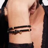 H & B - Sparkle Ball Double Wrap Bracelet - Black