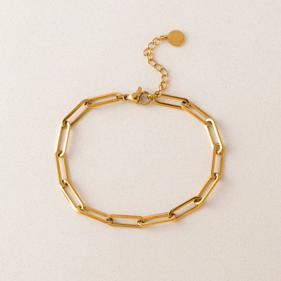 Lover's Tempo -  WATERPROOF Bold Paperclip Bracelet - Gold