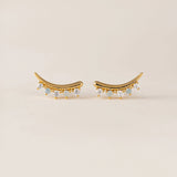 Lover's Tempo - Dewdrop Climber Earrings - White Opal