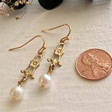 Freshwater Pearl and Filigree Drop Earrings