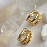 Pika & Bear "Takon" Triple Ring Stud Hoop Earrings