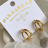 Pika & Bear "Takon" Triple Ring Stud Hoop Earrings