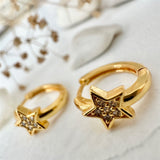 Pika & Bear "Olenna" Rhinestone Star Hugger Hoop Earrings in Gold