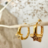 Pika & Bear "Olenna" Rhinestone Star Hugger Hoop Earrings in Gold
