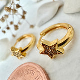 Pika & Bear "Olenna" Rhinestone Star Hugger Hoop Earrings in Gold