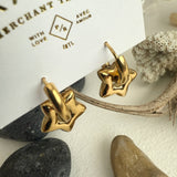 Pika & Bear "Centauri" Star Charm Hugger Hoop Earrings