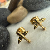 Pika & Bear "Jet Set" Airplane Stud Earrings in Gold