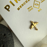 Pika & Bear "Jet Set" Airplane Stud Earrings in Gold