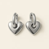 Pika & Bear "Love Bites" Heart Charm Hugger Hoop Earrings
