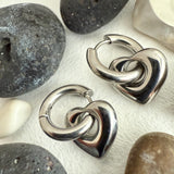 Pika & Bear "Love Bites" Heart Charm Hugger Hoop Earrings