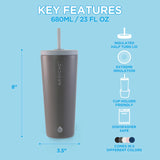 Grosche - JASPER Stainless Steel Tumbler with Straw, 23oz