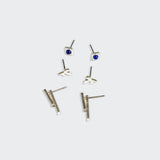 SCW - Stud Trio Ear Jacket Set - Leaf/Lapis/Silver