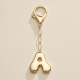 Bubble Letter Initial Keychain – Gold