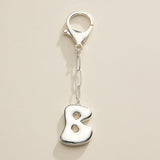 Bubble Letter Initial Keychain – Silver