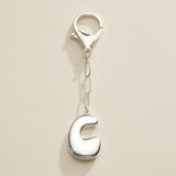Bubble Letter Initial Keychain – Silver