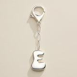 Bubble Letter Initial Keychain – Silver