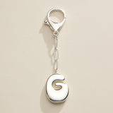 Bubble Letter Initial Keychain – Silver