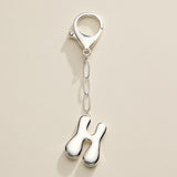 Bubble Letter Initial Keychain – Silver