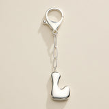 Bubble Letter Initial Keychain – Silver