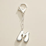 Bubble Letter Initial Keychain – Silver