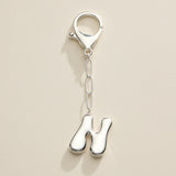 Bubble Letter Initial Keychain – Silver