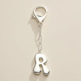Bubble Letter Initial Keychain – Silver