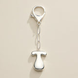 Bubble Letter Initial Keychain – Silver