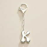 Bubble Letter Initial Keychain – Silver