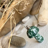 "Bolete" Stone Mushroom Pendant Necklace in Moss Jasper