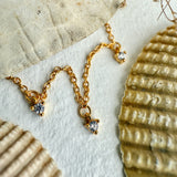 Pika & Bear "Avalon" Tiny Rhinestone Drops Charm Necklace in Gold