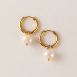 Lover's Tempo - WATERPROOF Oceane Pearl Hoop Earrings - Gold