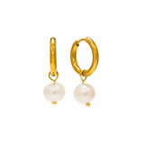 Lover's Tempo - WATERPROOF Oceane Pearl Hoop Earrings - Gold