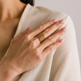 Lover's Tempo - WATERPROOF Parallel Ring - Gold Size7