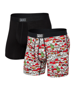 SAXX Vibe 2-Pack Super Soft Boxer Brief / All the Santas Black