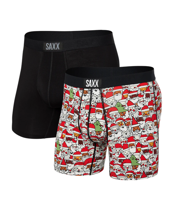 SAXX Vibe 2-Pack Super Soft Boxer Brief / All the Santas Black