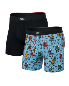 SAXX Vibe Xtra (2 Pack) Soft Comfort Boxer Brief 6" Beer Hockey/Black