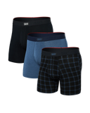 SAXX Vibe Xtra (3 Pack) Soft Comfort Boxer Brief 6" Windowpane/Dark Denim/Black