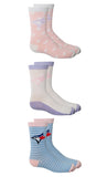 MLB 3PK GIRLS CREW COMPUTER SOCKS