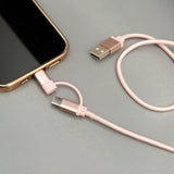 Rose Gold 2 in 1 Braided Cable Type C & Lightning USB Charging cord