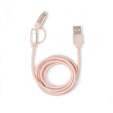 Rose Gold 2 in 1 Braided Cable Type C & Lightning USB Charging cord